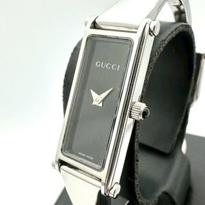 GUCCI Bangle Watch 1500L Quartz Stainless Steel Black Women's